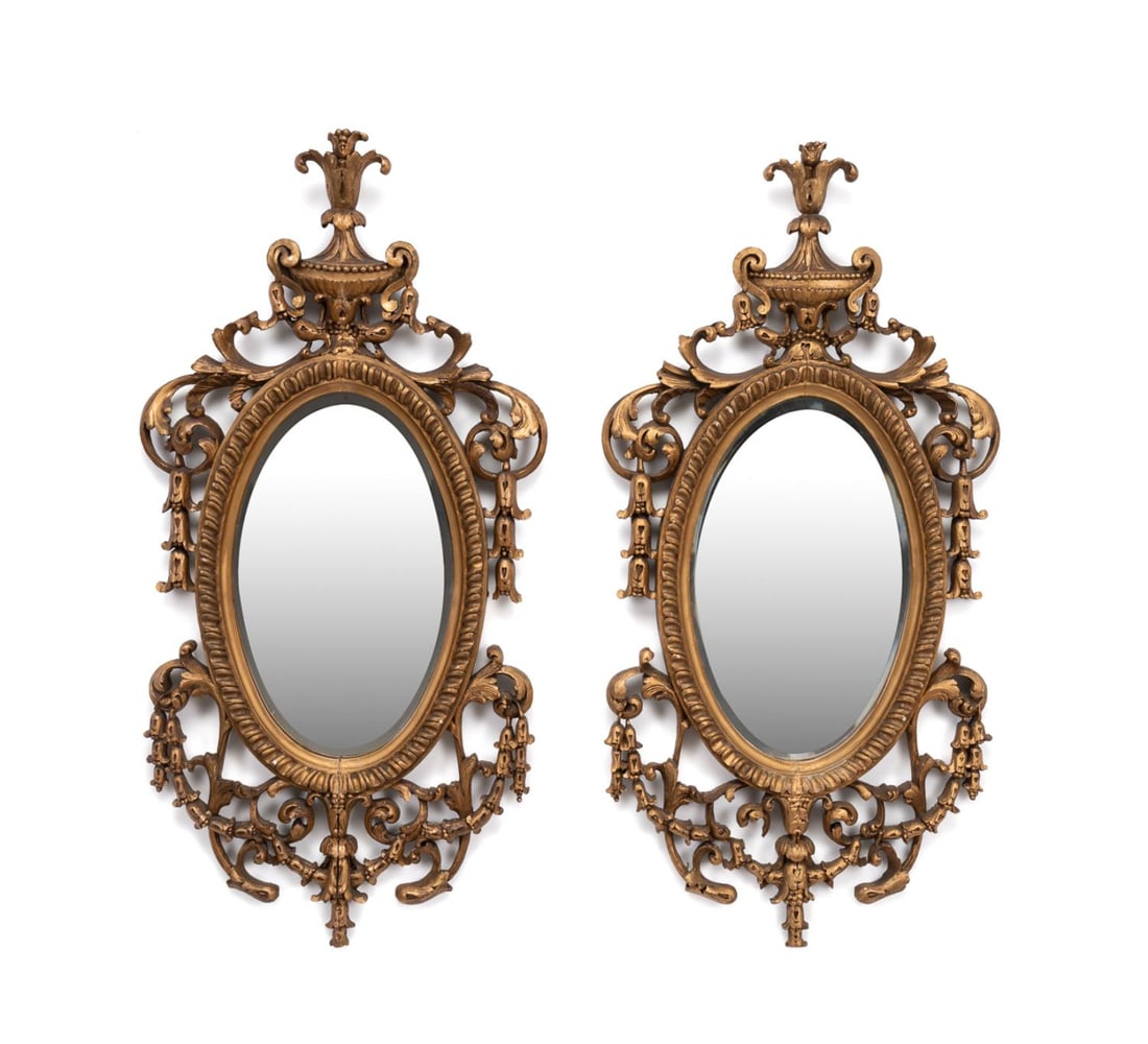 PAIR GEORGE III STYLE OVAL GILTWOOD