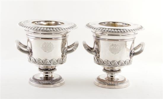 Pair George IV fused-plate wine