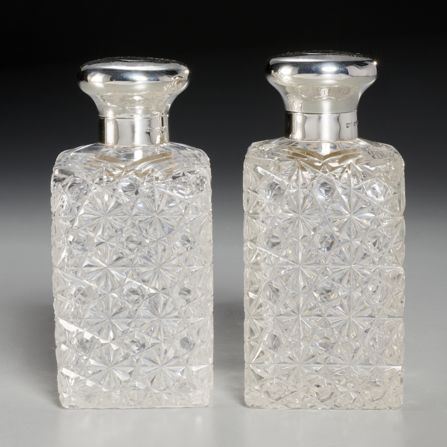 PAIR GEORGE V SILVER MOUNTED VANITY
