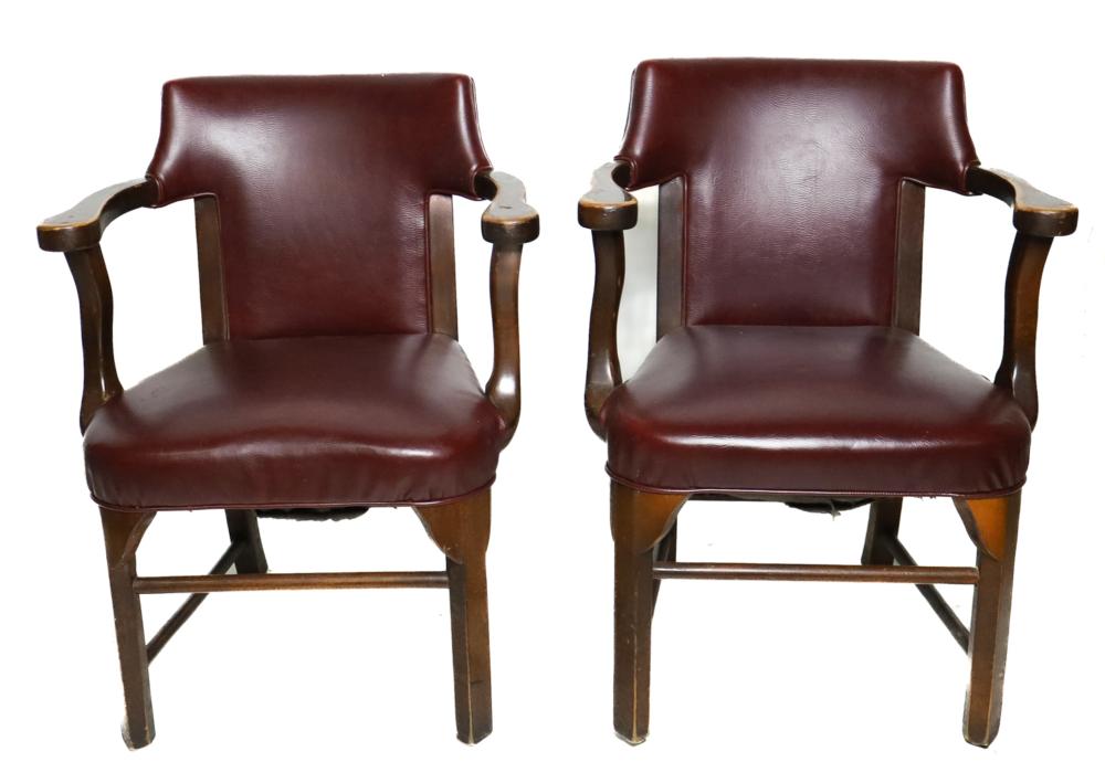 PAIR, GEORGIAN LEATHER COVERED