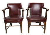 PAIR, GEORGIAN LEATHER COVERED