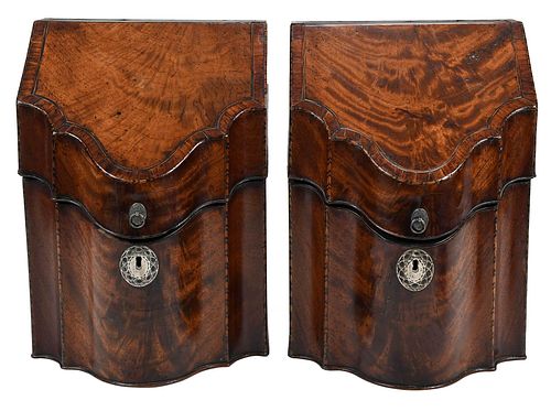PAIR GEORGIAN MAHOGANY KNIFE