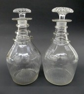 Pair Georgian Panel Cut Crysta