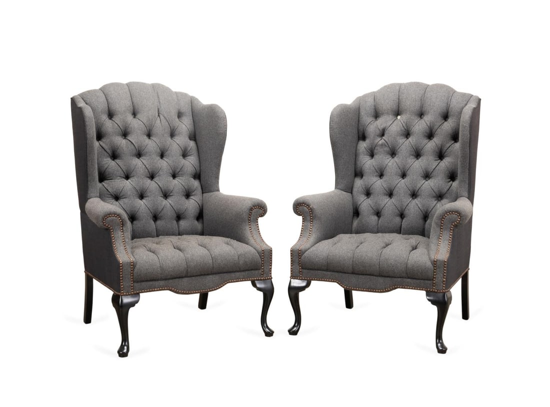 PAIR, GEORGIAN STYLE GRAY FLANNEL