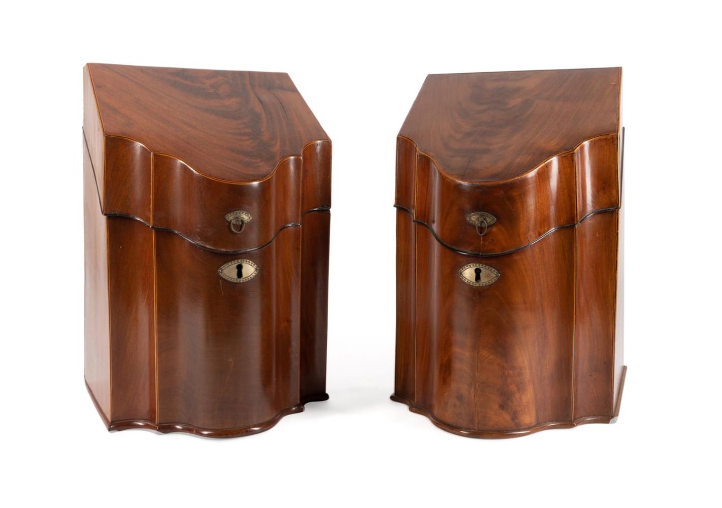 PAIR GEORGIAN STYLE INLAID MAHOGANY