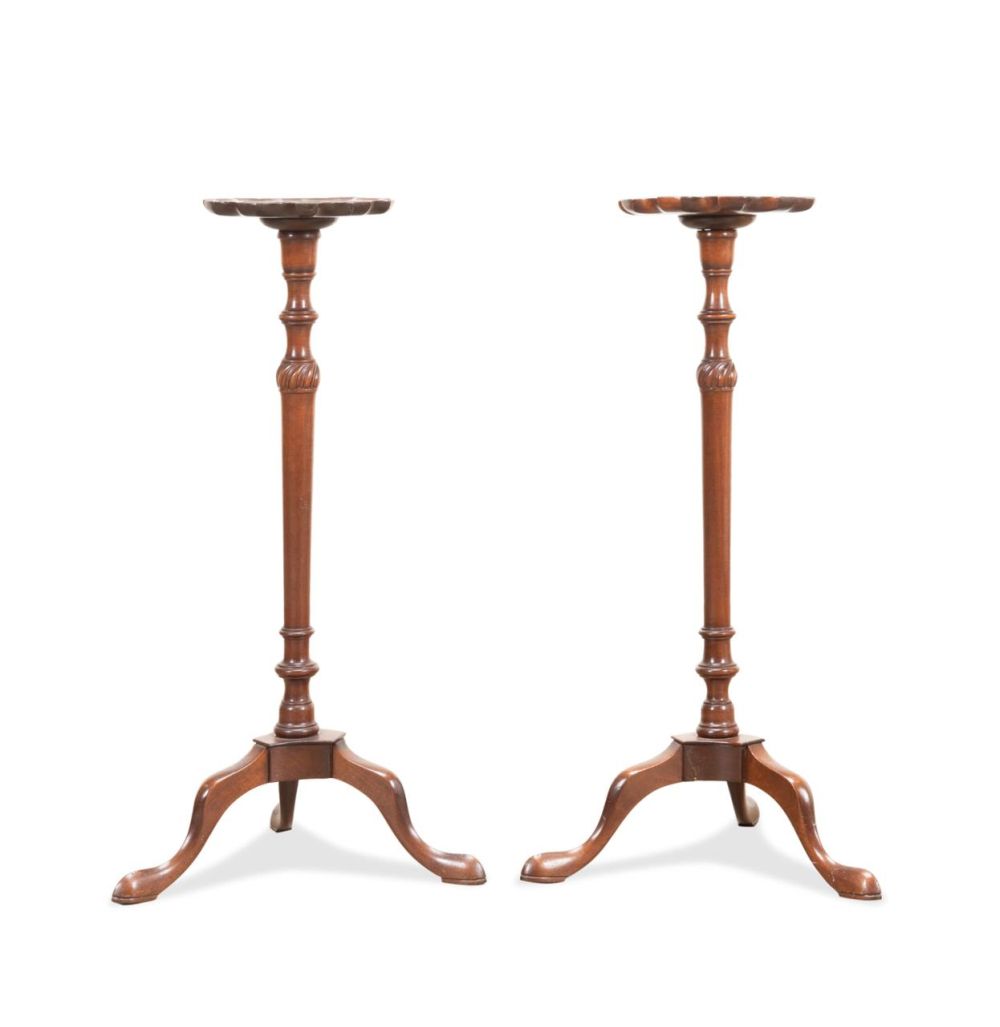 PAIR GEORGIAN STYLE MAHOGANY CANDLE
