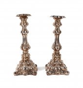 PAIR GERMAN 750 SILVER CANDLES