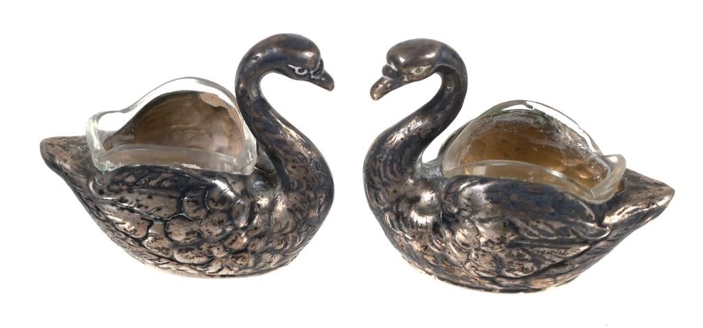 PAIR GERMAN 800 SILVER SWAN