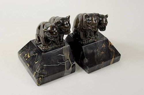 PAIR GERMAN BRONZE ART DECO TIGER