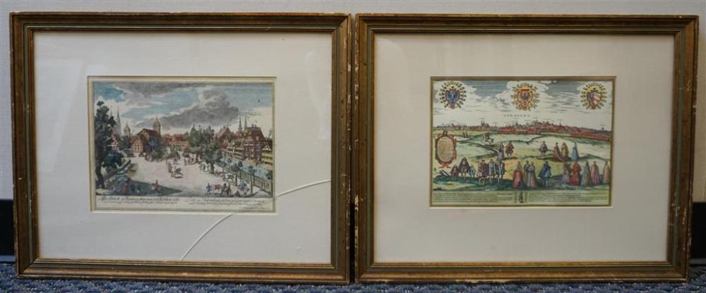 PAIR GERMAN COLOR ENGRAVED VIEWS OF