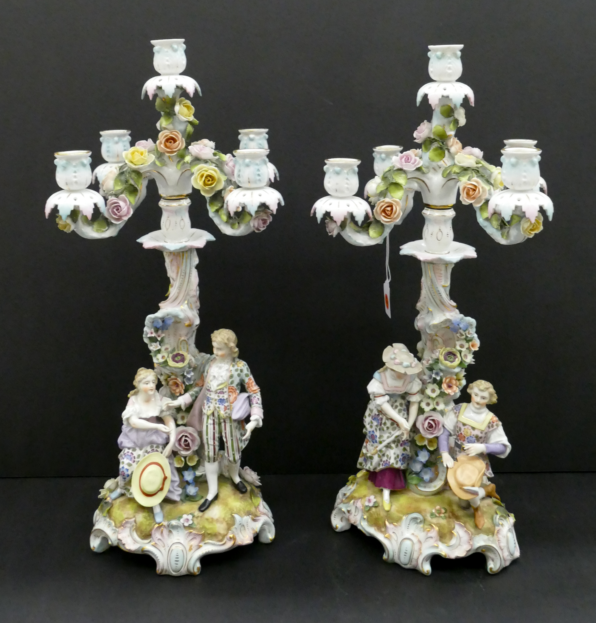 Pair German Handpainted Porcelain