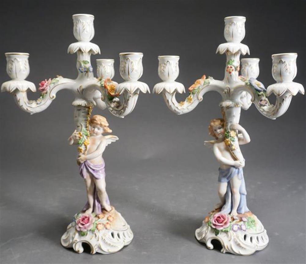 PAIR GERMAN PORCELAIN PUTTI FIGURAL