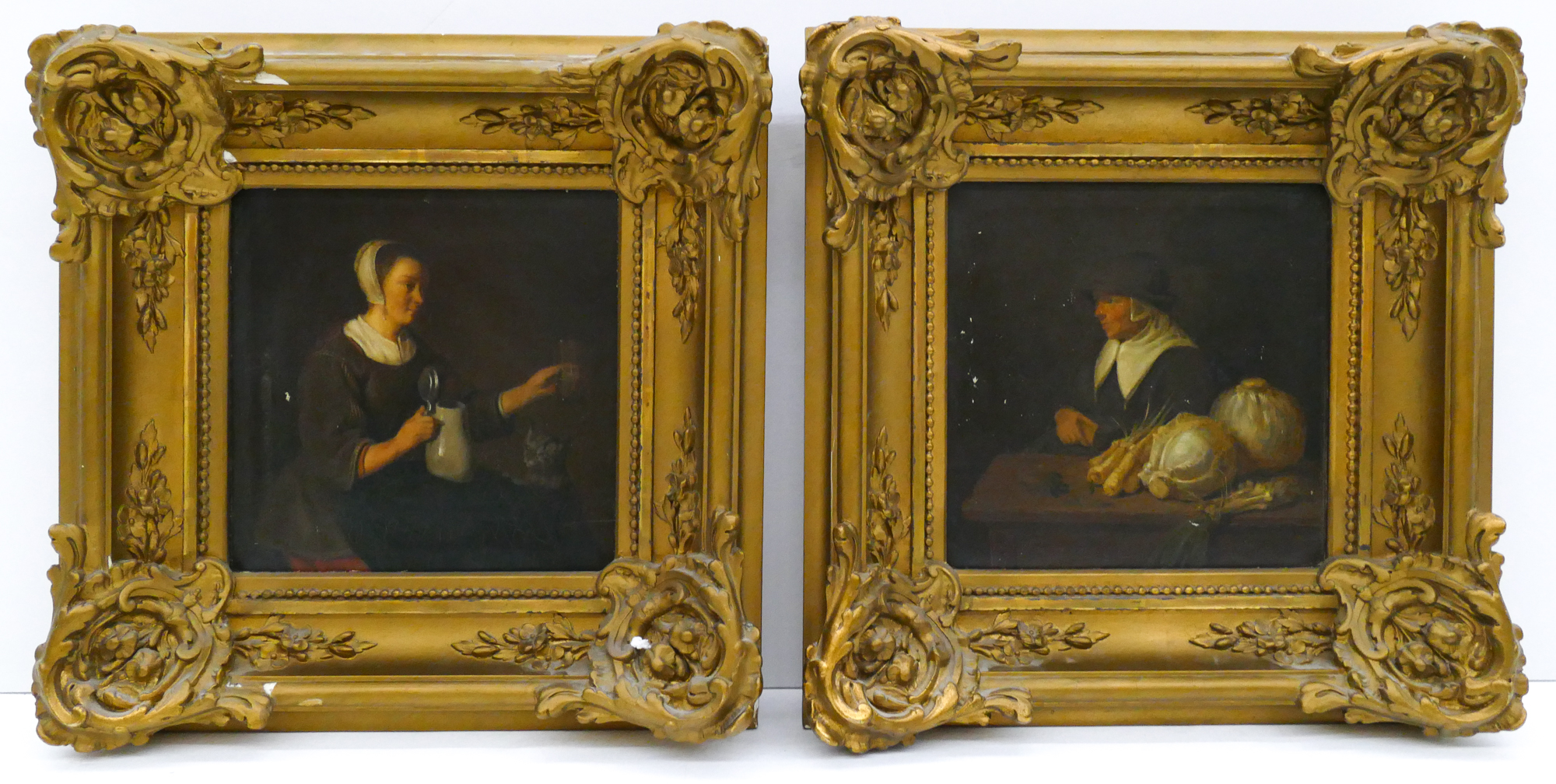 Pair German School Genre Portrait