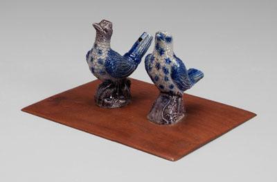 Pair German stoneware bird