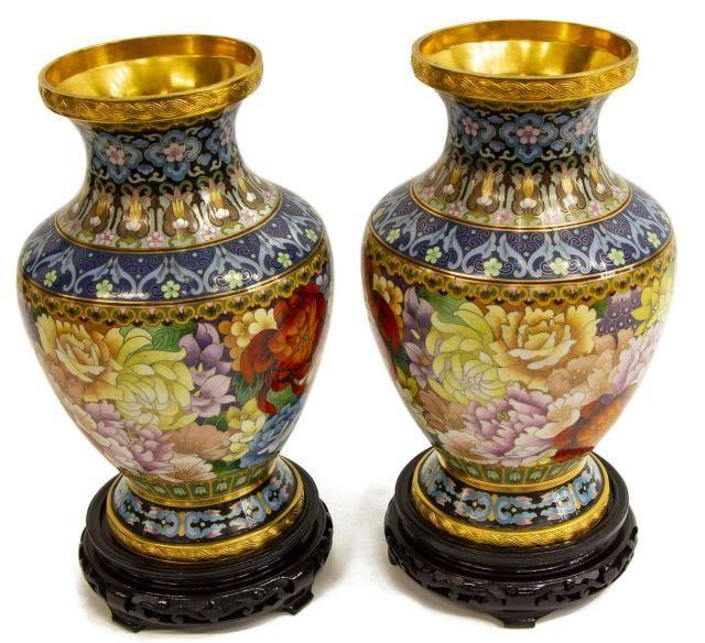 (PAIR) GILT ACCENTED CLOISONNE
