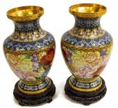 (PAIR) GILT ACCENTED CLOISONNE