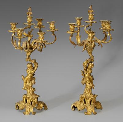Pair gilt bronze candelabra: rococo