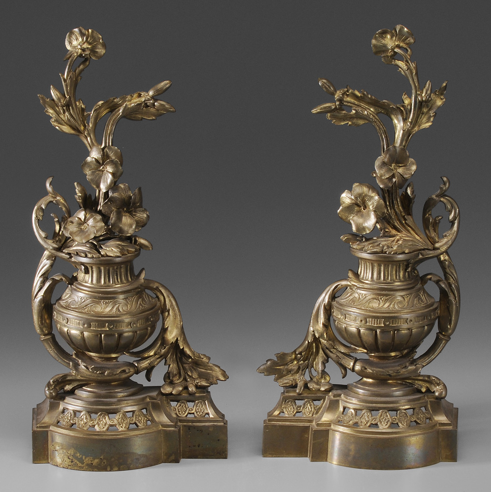 Pair Gilt Bronze Chenet 19th