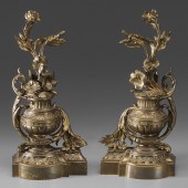Pair Gilt Bronze Chenet 19th c