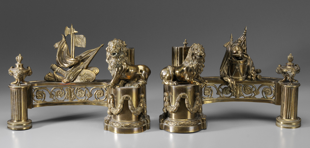 Pair Gilt Bronze Chenet French,