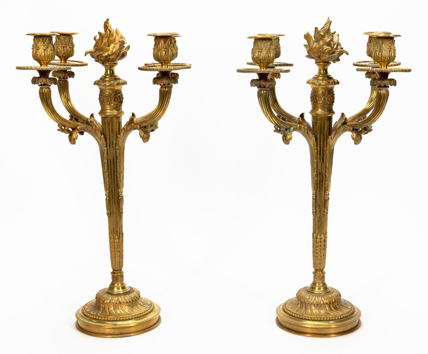 PAIR, GILT BRONZE LOUIS XVI FOUR