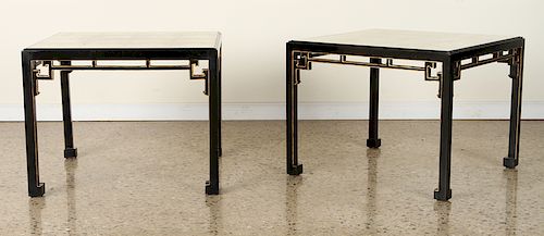 PAIR GILT GLASS TOP SIDE TABLES