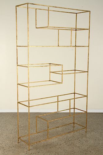 PAIR GILT HAMMERED IRON AND GLASS