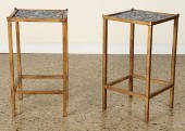 PAIR GILT IRON SIDE TABLES MAN