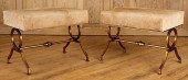 PAIR GILT IRON STOOLS MANNER O