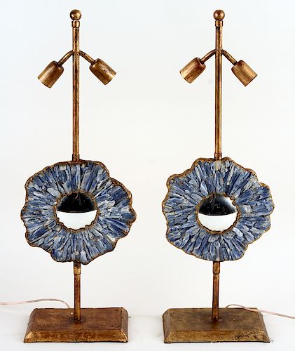 PAIR GILT IRON TABLE LAMP