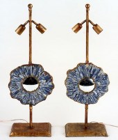PAIR GILT IRON TABLE LAMP STAR