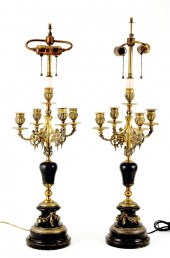 Pair gilt-metal and slate five