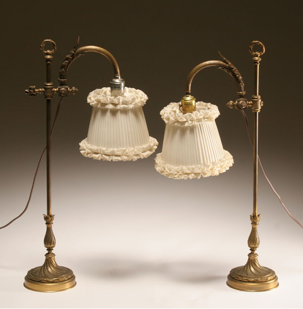 Pair gilt metal boudoir lamps;