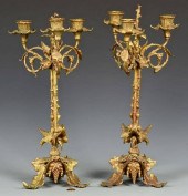 PAIR GILT METAL CANDLEABRAA pa
