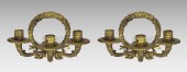 PAIR GILT METAL FRENCH 3 LIGHT