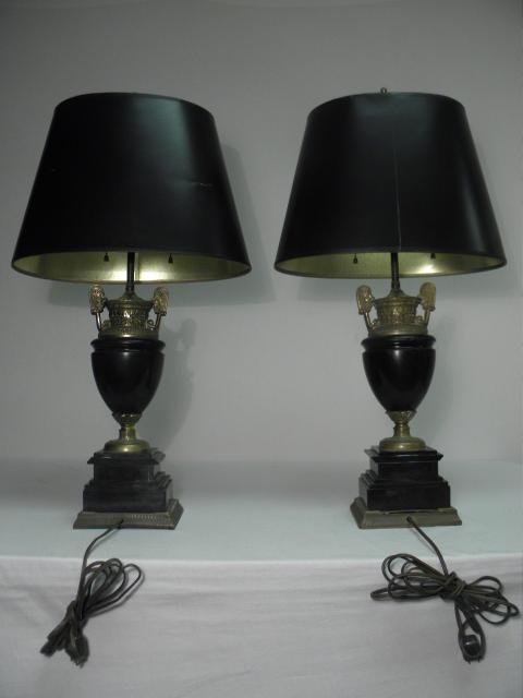 Pair gilt metal mounted black