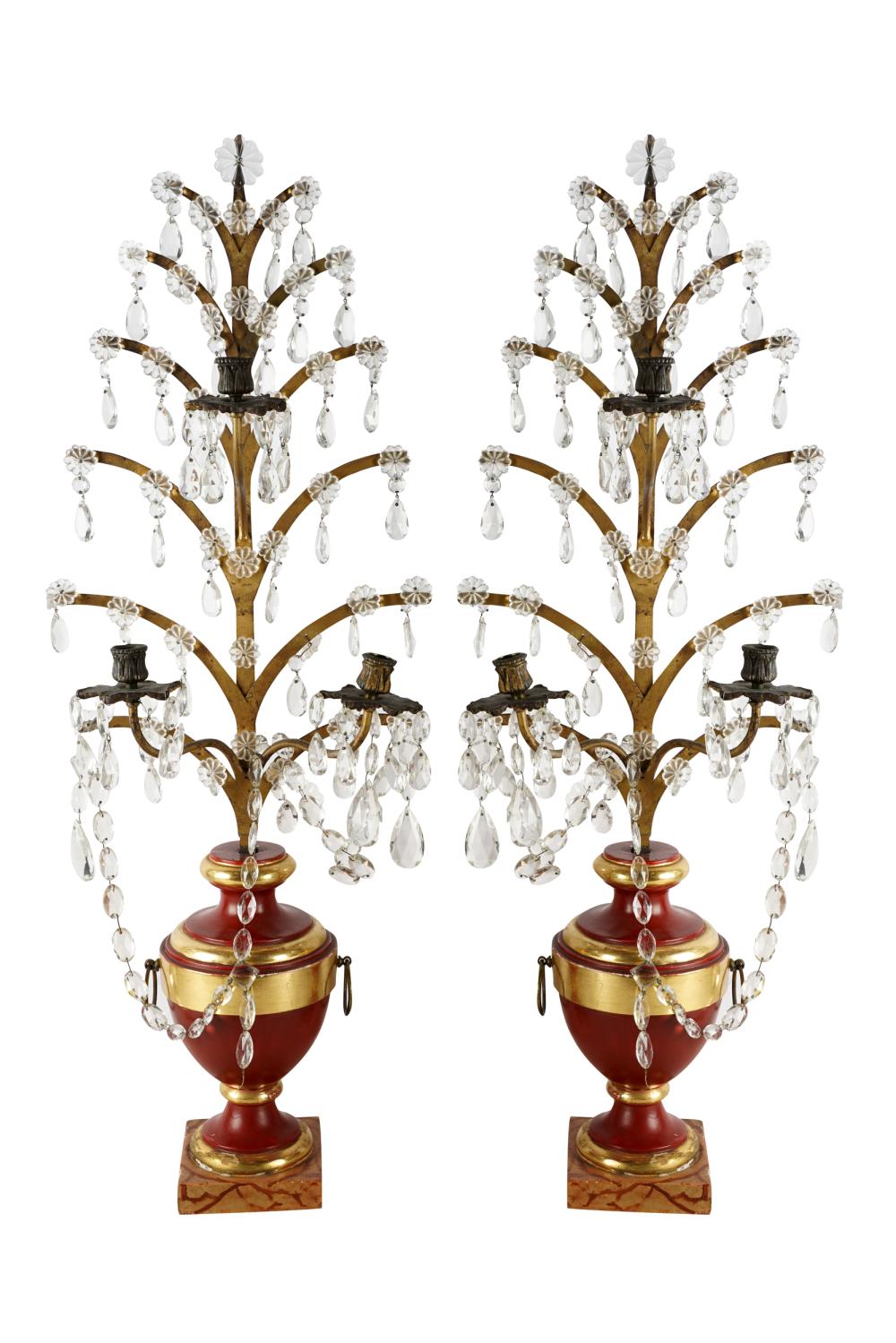 PAIR GILT METAL & PAINTED WOOD