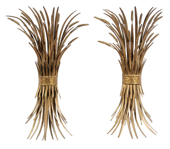 Pair Gilt Metal Sheaves of Wheat