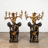 PAIR, GILT & PATINATED BRONZE