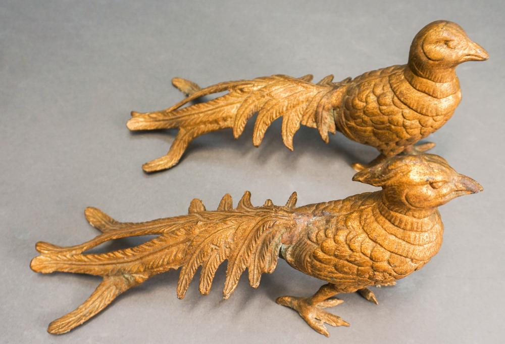 PAIR GILT PATINATED METAL