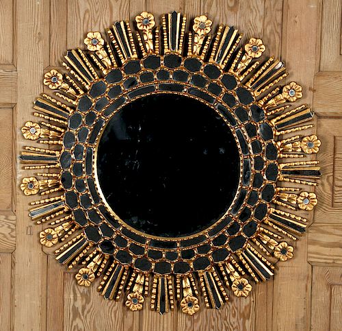 PAIR GILT STARBURST MIRRORS