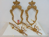 PAIR GILT WALL SCONCES & PAIR