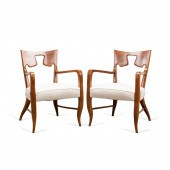 PAIR GIO PONTI WALNUT ARMCHAIR