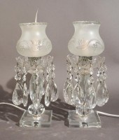 PAIR GLASS AND ACRYLIC LUSTRE