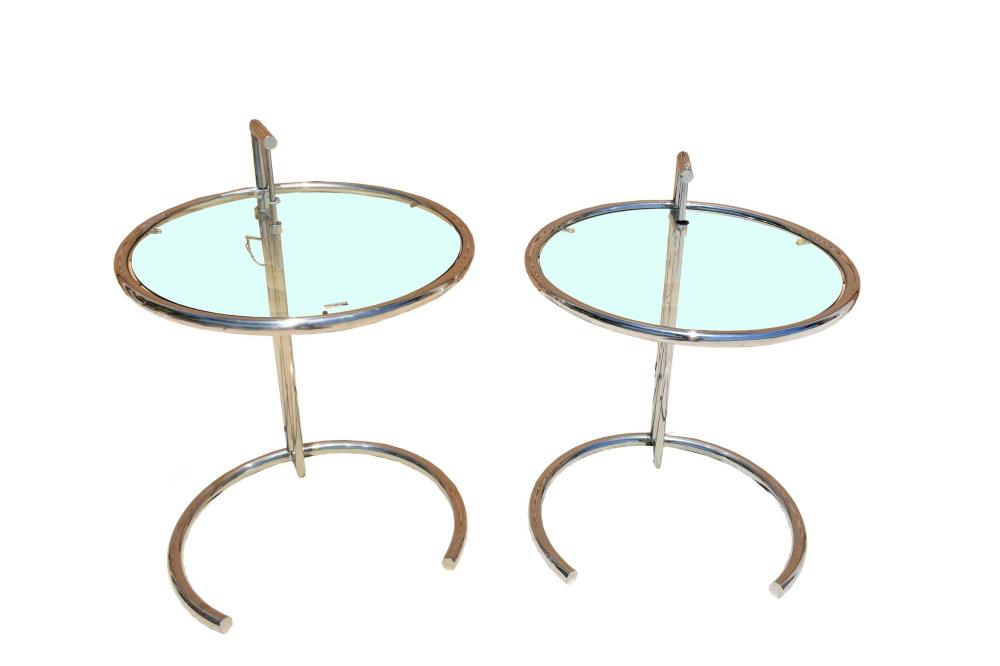 PAIR GLASS AND CHROME ADJUSTABLE