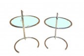 PAIR GLASS AND CHROME ADJUSTAB