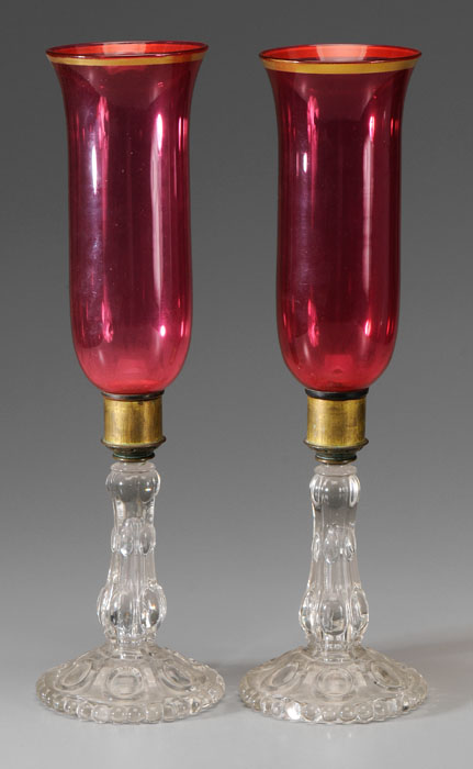 Pair Glass Candlesticks American,