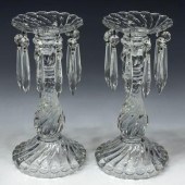 (PAIR) GLASS CANDLESTICKS CRYS