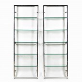 PAIR, GLASS & CHROME WALL MOUN