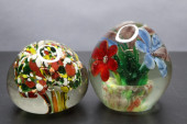 PAIR GLASS PAPERWEIGHTS, 2.25"